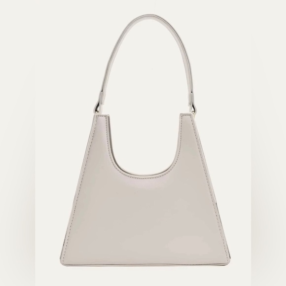 NWOT Faux Leather White Adjustable Mini Minimalist Satchel Bag with Top Handle - Picture 2 of 7